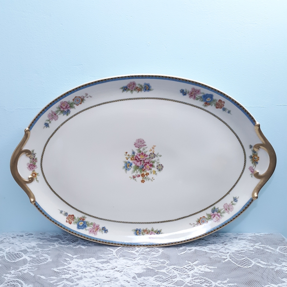 Charles Field Haviland Limoges France GDA French Ivory China Platter Floral Pink